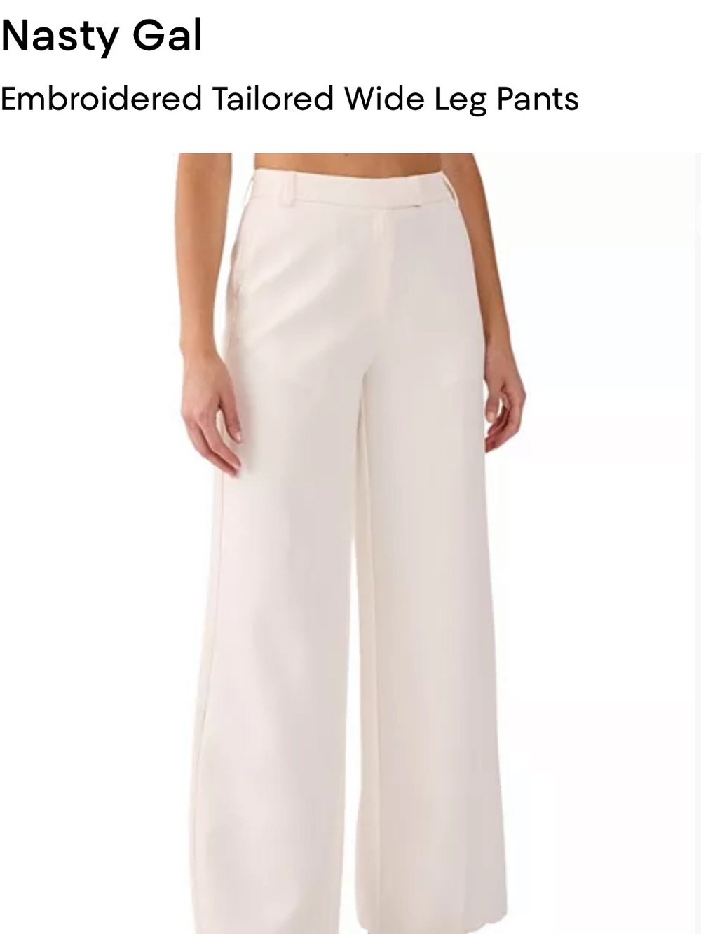 Nasty Gal Classic White Wide-Leg Dress Pants NWT